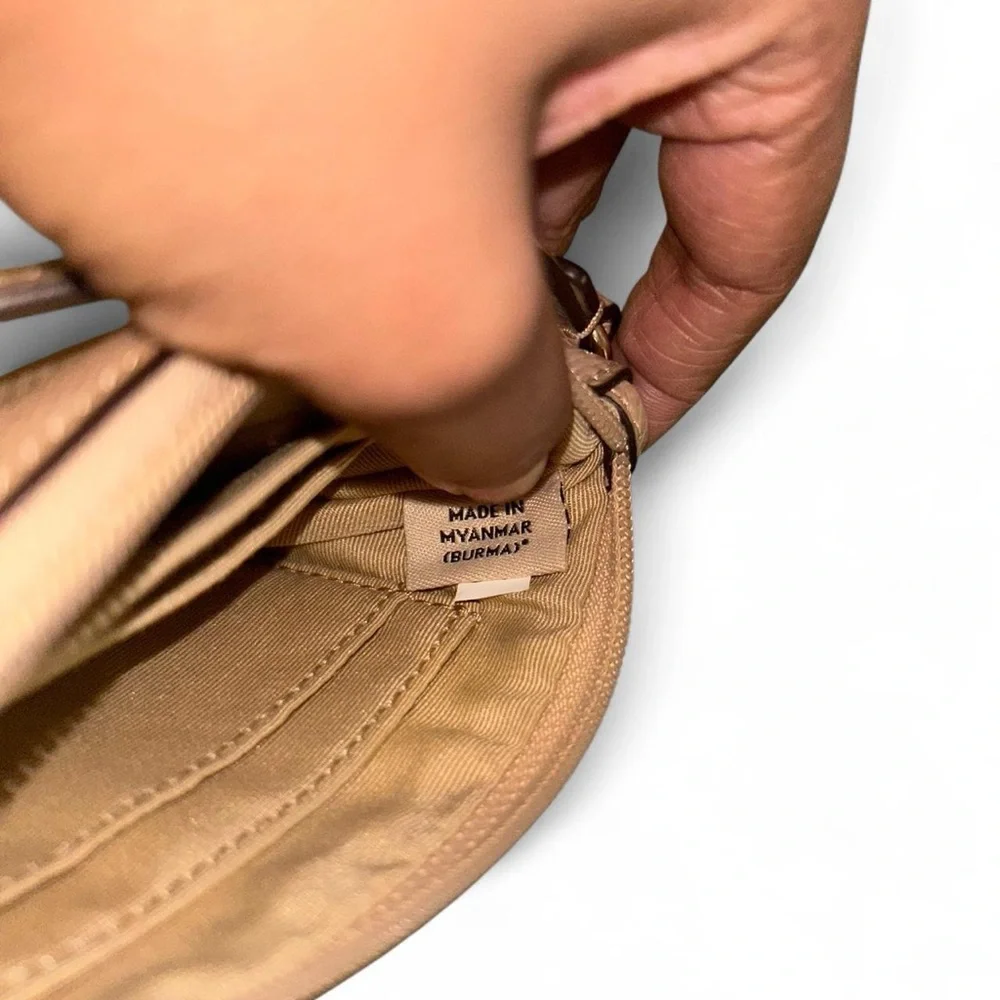 Coach Pebbled Leather Wristlet in Tan